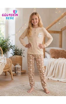 Tarık İnterlok Kumaş Geyik Nakışlı Kız Pijama Takımı 11-16 Yaş -ta6736470 - Bej Tarık İnterlok Kumaş Geyik Nakışlı Kız Pijama Takımı 11-16 Yaş -ta6736470 - Bej