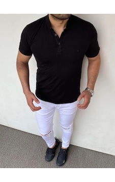 Modefendi Slim Fit Örme Polo Yaka Tshırt Siyah Modefendi Slim Fit Örme Polo Yaka Tshırt Siyah