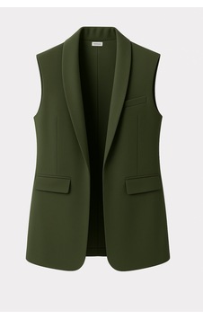 Hanezza Şık Kadın Atlas Blazer Yelek - 4 Mevsim Ofis Ve Günlük Kombinler Haki - 4035067 Haki