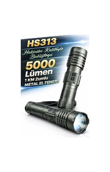 Hasuba Hs313 5000 Lümen Şarj Edilebilir Zoomlu Metal El Feneri - 1 Km Menzilli Siyah Hasuba Hs313 5000 Lümen Şarj Edilebilir Zoomlu Metal El Feneri - 1 Km Menzilli Siyah
