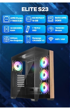 Game Garaj ELITE S23 R7-7800X3D 32 GB 1 TB SSD RX9070XT Free Dos Oyuncu OEM Paket