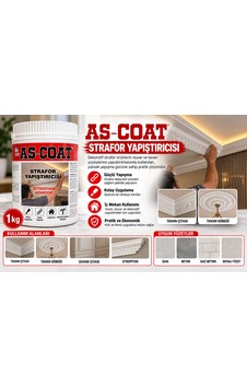 As-coat Strafor Yapıştırıcısı Su Bazlı, Solventsiz, Kullanıma Hazır 1 Kg As-coat Strafor Yapıştırıcısı Su Bazlı, Solventsiz, Kullanıma Hazır 1 Kg