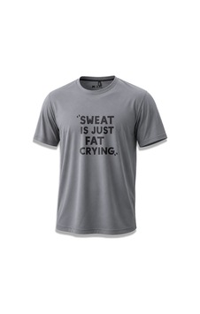 North Whiskers Sweat Is Just Fat Crying Baskılı Spor Tişört, Dry Touch Nefes Alabilir Koşu Tişörtü Gri - 888961856 Gri - 888961856 Gri