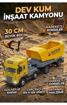 Oyuncak Büyük Boy Dev Hafriyat Kamyonu - Sesli Işıklı Hareketli Damperli İnşaat Tırı 30 Cm Oyuncak Büyük Boy Dev Hafriyat Kamyonu - Sesli Işıklı Hareketli Damperli İnşaat Tırı 30 Cm