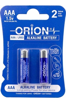 Orion LR03 Alkalin AAA Blister İnce Kalem Pil 2'li Orion LR03 Alkalin AAA Blister İnce Kalem Pil 2'li