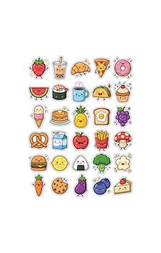 30 Adet Chibi Sevimli Yiyecekler Sticker Seti - Laptop Defter Ajanda Ve Su Matarası Çok Renkli 30 Adet Chibi Sevimli Yiyecekler Sticker Seti - Laptop Defter Ajanda Ve Su Matarası Çok Renkli