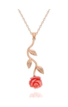 925 Ayar Gümüş Pembe Gül Kolye 925 Ayar Gümüş Pembe Gül Kolye
