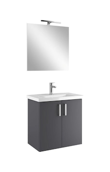 Kale Noah Antrasit 65 Cm Kapaklı Alt Dolap, Lavabo Ve Aynalı Banyo Seti Kale Noah Antrasit 65 Cm Kapaklı Alt Dolap, Lavabo Ve Aynalı Banyo Seti