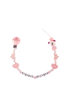 İsimli Emzik Zinciri - Emzik Askısı - Bebek Bez068 Pembe İsimli Emzik Zinciri - Emzik Askısı - Bebek Bez068 Pembe