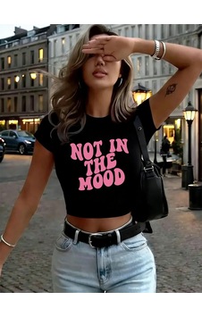 Tarzsokak Not In The Mood Baskılı Kadın Babby Teetişörtleri Yazlık Yüksek Esnek O-yaka Üstler Seksi Dar Kes Siyah Tarzsokak Not In The Mood Baskılı Kadın Babby Teetişörtleri Yazlık Yüksek Esnek O-yaka Üstler Seksi Dar Kes Siyah