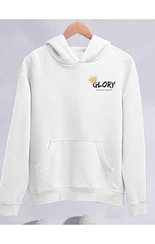 Veraura Lifestyle Kışlık Üç İplik Kapşonlu Sweatshirt - Beyaz Veraura Lifestyle Kışlık Üç İplik Kapşonlu Sweatshirt - Beyaz