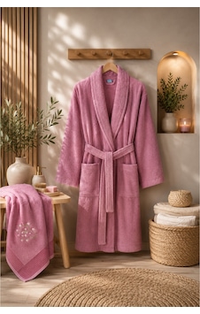 Havlulu Bornoz 2'li Set Bornoz + 50 X 85 Cm Baş Havlusu, Pamuklu, Cepli, Spa Ve Otel Konforu Mürdüm Havlulu Bornoz 2'li Set Bornoz + 50 X 85 Cm Baş Havlusu, Pamuklu, Cepli, Spa Ve Otel Konforu Mürdüm