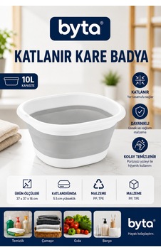 Katlanır Kare Banyo Ve Çok Amaçlı Yıkama Leğeni 10 L Gri-beyaz Sebze Meyve, Çamaşır Ve Bulaşık İçin Gri Katlanır Kare Banyo Ve Çok Amaçlı Yıkama Leğeni 10 L Gri-beyaz Sebze Meyve, Çamaşır Ve Bulaşık İçin Gri