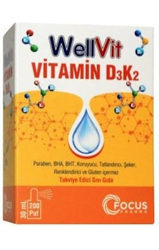 Wellvit D3k2 Vitamin D3 Ve Vitamin K2 Sprey 30ml Wellvit D3k2 Vitamin D3 Ve Vitamin K2 Sprey 30ml