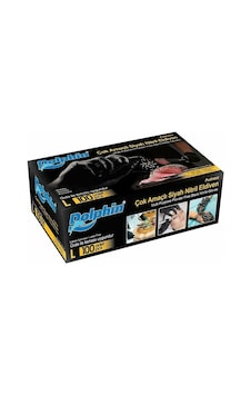 Dolphin Pudrasız Çok Amaçlı Siyah Nitril Eldiven 100'lü L Dolphin Pudrasız Çok Amaçlı Siyah Nitril Eldiven 100'lü L