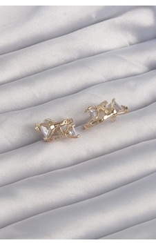 Mey İthalat Pirinç Gold Renk İri Zirkon Taşlı Kıvrımlı Minimal Kelebekli Halka Küpe Renkli Mey İthalat Pirinç Gold Renk İri Zirkon Taşlı Kıvrımlı Minimal Kelebekli Halka Küpe Renkli