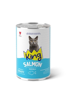 King Sos İçerisinde Et Parçalı Somonlu Yetişkin Kedi Konservesi 6 x 400 G