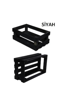 Ahşap Kasa Raf Çiçeklik Renkli Mini Kasa Siyah