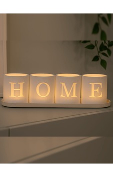 Home Yazılı Led Mumluk Seti 4 Parça Dekoratif Tealight Mumluk