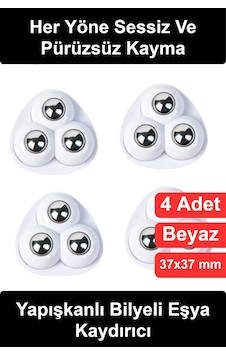Eşyakaydırıcı 4'lü 360 Derece Dönebilen Yapışkanlı Bilyeli Eşya Kaydırıcı Seti Mobilya Tekerleği Pa