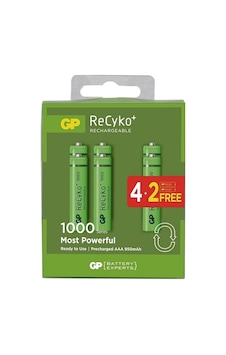 Gp Recyko 1000 Aaa İnce 4+2 - 6 Lı Şarjlı Pil Paket ı