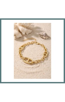 Bezos Pirinç Gold Renk Gemici Zincir Model Kadın Bileklik Krt Bezos Pirinç Gold Renk Gemici Zincir Model Kadın Bileklik Krt