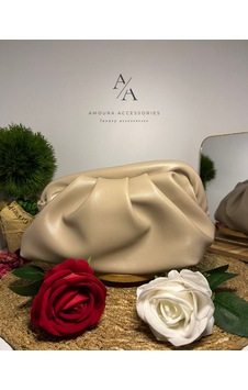 Amoura Cloud Pouch Lüks Pileli El/omuz Çantası Bulut Çanta Krem/ekru