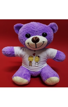 Aşık Çiftler Tişörtlü Mor Peluş Ayıcık Tdrtr Çok Renkli Aşık Çiftler Tişörtlü Mor Peluş Ayıcık Tdrtr Çok Renkli