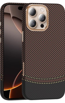 Apple Uyumlu iPhone 16 Pro Kılıf M-safe Şarj Özellikli Karbon Fiber Görünümlü Zore Gros Kapak Gold-Siyah Apple Uyumlu iPhone 16 Pro Kılıf M-safe Şarj Özellikli Karbon Fiber Görünümlü Zore Gros Kapak Gold-Siyah