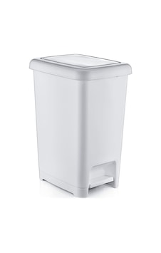Plastik Beyaz Slim Pedallı Çöp Kovası 40 Litre Beyaz