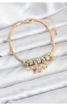 Gold Renk Renkli Yıldız Charmlı Kadın Bileklik Pirinç Çok Renkli Gold Renk Renkli Yıldız Charmlı Kadın Bileklik Pirinç Çok Renkli