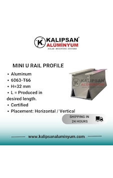 Mini U Ray Profili H:32mm 1500 Mm 4 Adet Mini U Ray Profili H:32mm 1500 Mm 4 Adet