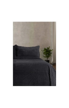 Axesso Merinos Modern Line Tek Kişilik Battaniye - Koyu Gri Siyah