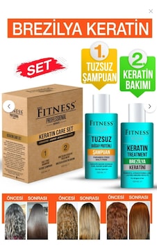 Fitness Professional Kalıcı Saç Düzleştirici Botox Brezilya Fönü Keratin Bakımı & Tuzsuz Şampuan Evde Kullanım Seti Dalgalı