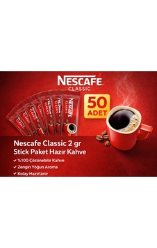 Kahve Classic 2 Gr 50 Adet Stick Paket Hazır Kahve %100 Çözünebilir Zengin Yoğun Aroma Kahve Classic 2 Gr 50 Adet Stick Paket Hazır Kahve %100 Çözünebilir Zengin Yoğun Aroma