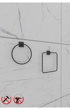 Alper Banyo Yapışkanlı Kare Havluluk Banyo Takımı 2'li Siyah Alper Banyo Yapışkanlı Kare Havluluk Banyo Takımı 2'li Siyah