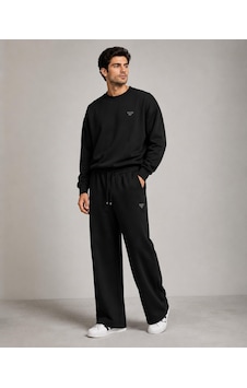 Stormwear Erkek Oversize Bisiklet Yaka Sweatshirt Bol Paça Eşofman Takımı - Yumuşak Doku Wide Leg İkili Takım Siyah Stormwear Erkek Oversize Bisiklet Yaka Sweatshirt Bol Paça Eşofman Takımı - Yumuşak Doku Wide Leg İkili Takım Siyah