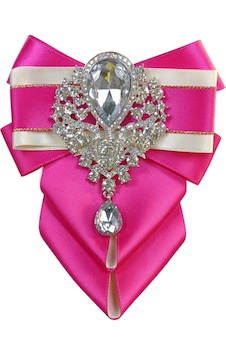 Nilegant Taşlı Papyon Broş No:3 Pembe