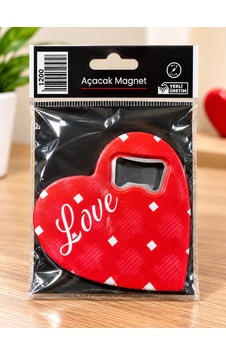 Aşk Temalı Kalp Buzdolabı Magneti-kırmızı 8x8cm