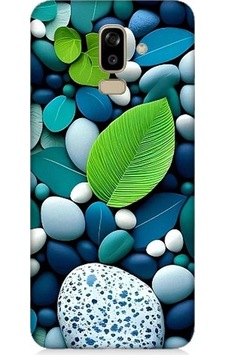 Samsung Galaxy J8 Uyumlu Mavi Turkuaz Taşlar Ve Yeşil Yaprak Desenli Silikon Kılıf Samsung Galaxy J8 Uyumlu Mavi Turkuaz Taşlar Ve Yeşil Yaprak Desenli Silikon Kılıf
