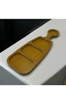 3 Bölmeli Ahşap Mdf Dikdörtgen Sunum Tabağı 40cm
