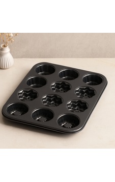12 Gözlü Metal Muffin Kek Kalıbı - Siyah Çr 12 Gözlü Metal Muffin Kek Kalıbı - Siyah Çr
