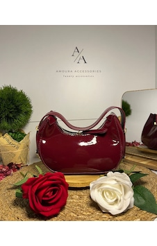 Amoura Retro Parlak Yarım Ay/hilal Çanta Bordo Amoura Retro Parlak Yarım Ay/hilal Çanta Bordo