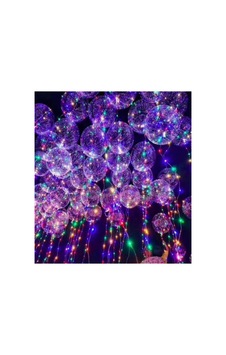 Led Işıklı Helyum Uçan Şeffaf Balon Demonte Şişirilmemiş Mavi