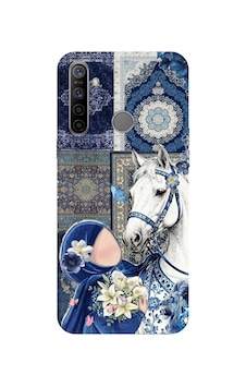 Realme 5i - 6i - C3 Uyumlu Geleneksel Motifli Beyaz At Baskılı Silikon Kılıf Renkli Realme 5i - 6i - C3 Uyumlu Geleneksel Motifli Beyaz At Baskılı Silikon Kılıf Renkli