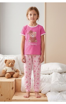Remsa Kız Çocuk Kısa Kol Baskılı Penye Pijama Takımı 6510 Şeker Pembe Remsa Kız Çocuk Kısa Kol Baskılı Penye Pijama Takımı 6510 Şeker Pembe