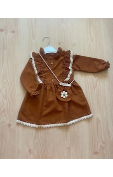 Çilek Bebe Kız Bebek Çantalı Elbise