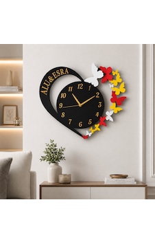 Kişiye Özel Kalpli Kelebekli Duvar Saati 45x40 Cm 6 Mm Mdf Sessiz Mekanizma Siyah Kişiye Özel Kalpli Kelebekli Duvar Saati 45x40 Cm 6 Mm Mdf Sessiz Mekanizma Siyah