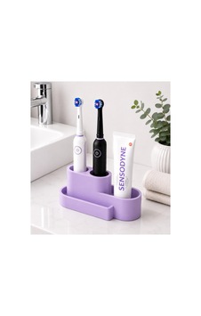 Şarjlı Diş Fırçası Ve Macun Stant Organizer Modern 3d Tasarım Renk Çeşitleri Mevcut Mor Mor Şarjlı Diş Fırçası Ve Macun Stant Organizer Modern 3d Tasarım Renk Çeşitleri Mevcut Mor Mor