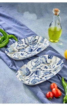 Cooker Ckr4242 Mavi Desenli Beyaz Porselen Kayık Tabak 24.5 Cm 2'li Çok Renkli Cooker Ckr4242 Mavi Desenli Beyaz Porselen Kayık Tabak 24.5 Cm 2'li Çok Renkli